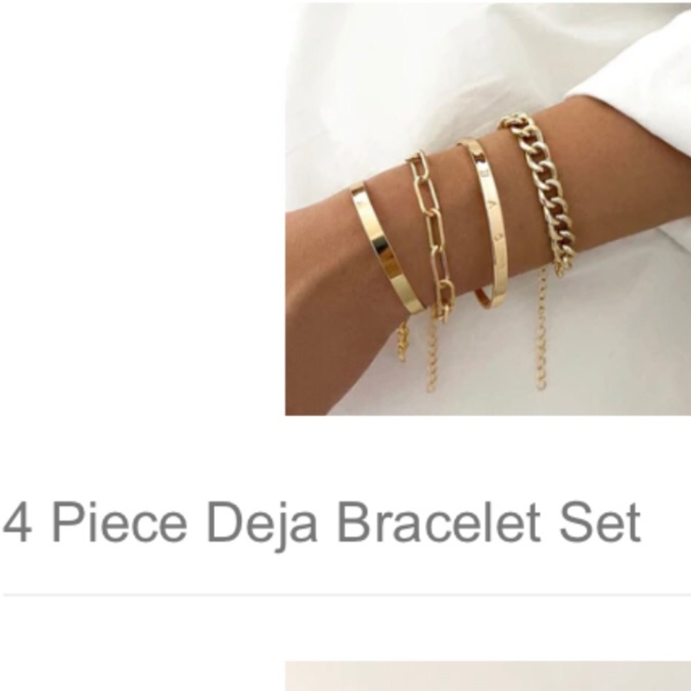Vivori Jewerly Bracelet Set + Layered Ring size 5. Gold tone. New - Picture 7 of 8